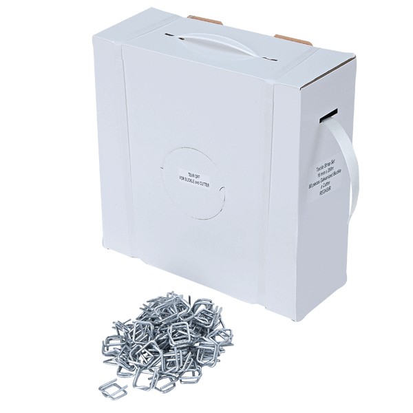 Feuillard textile en boîte distributrice avec boucles en acier