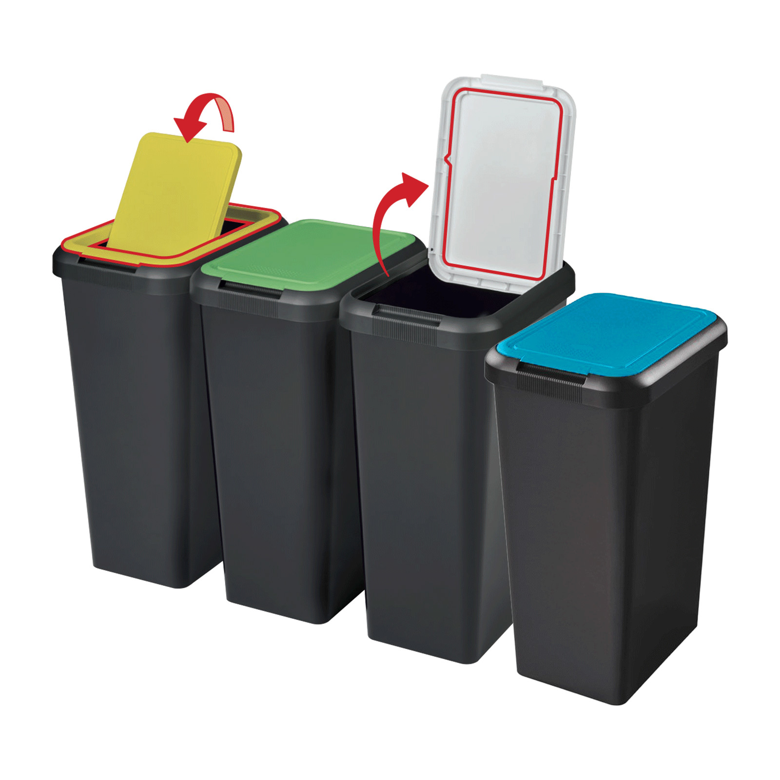 Pattumiera con coperchio touch e lift raccolta differenziata